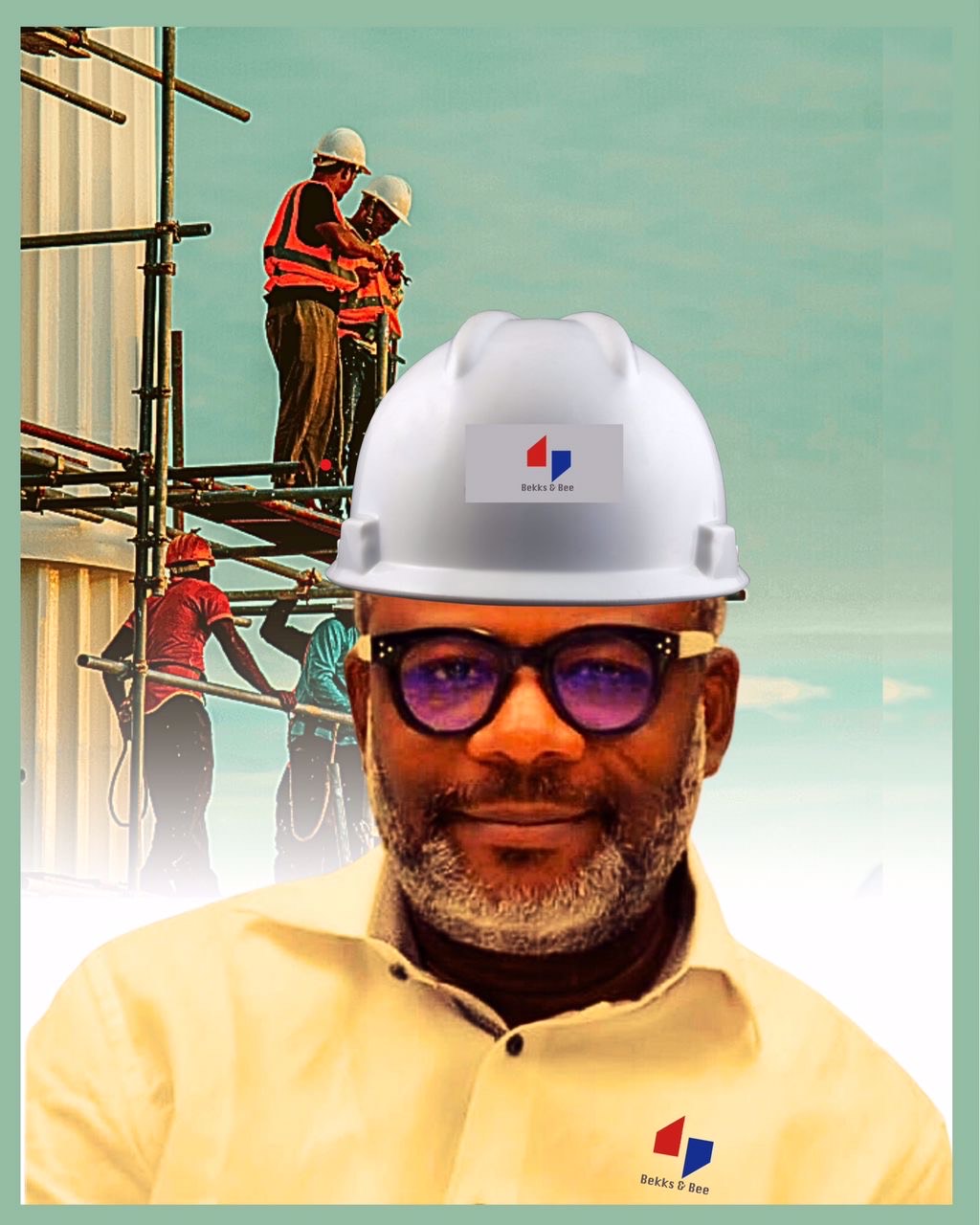 Construction site with engineers
